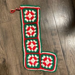 Vintage Handmade Crochet Christmas Holiday Stocking